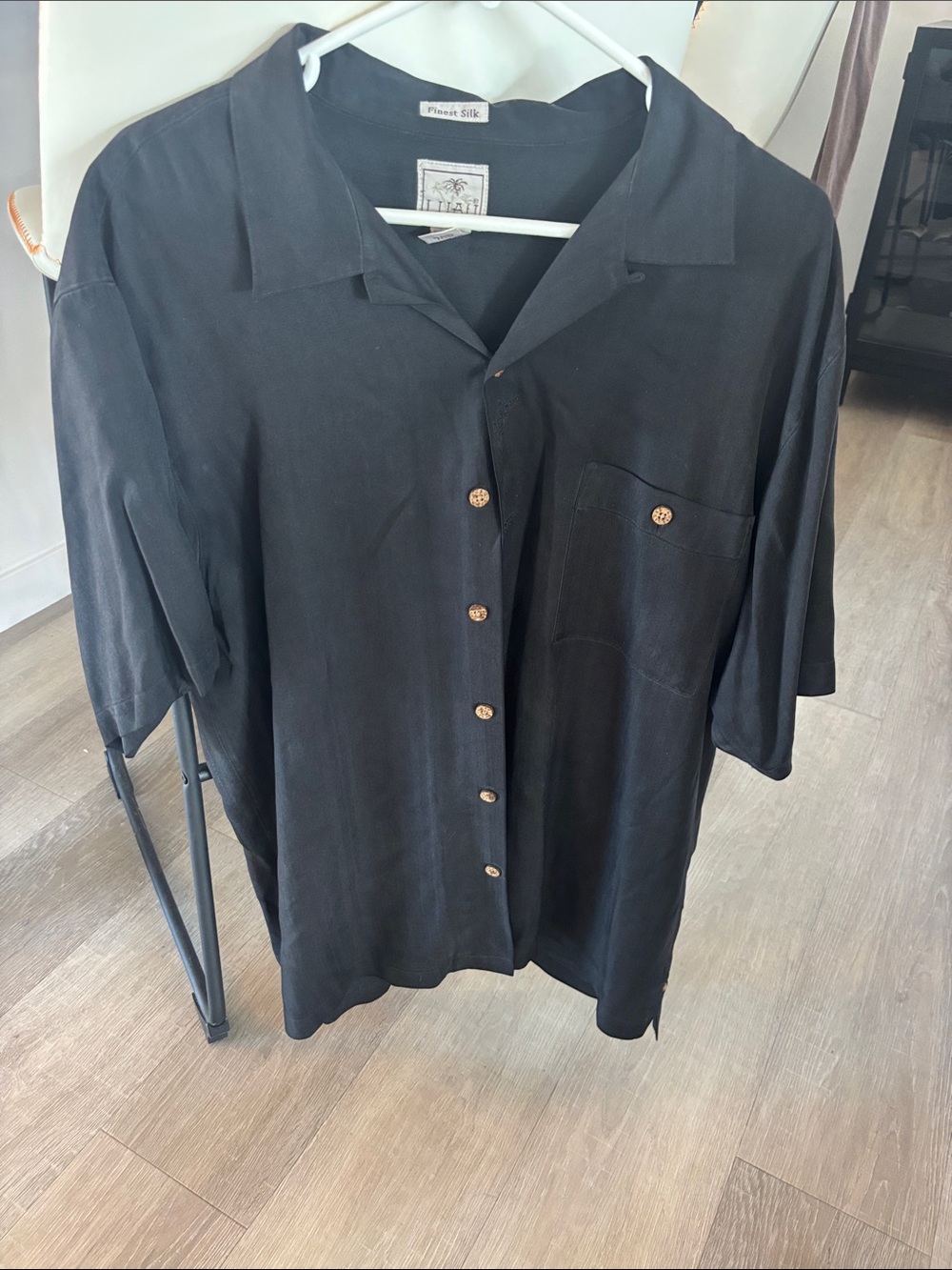 LUAU Finest Silk Black Button-Up Shirt